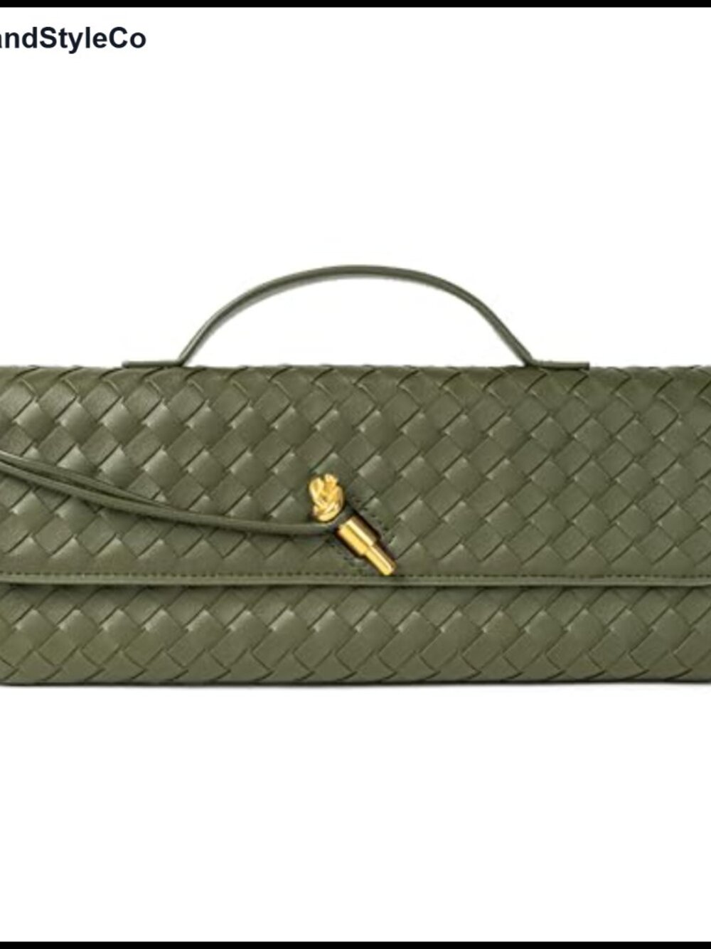 Woven Faux Leather Evening Clutch Crossbody Bag Adjustable Strap